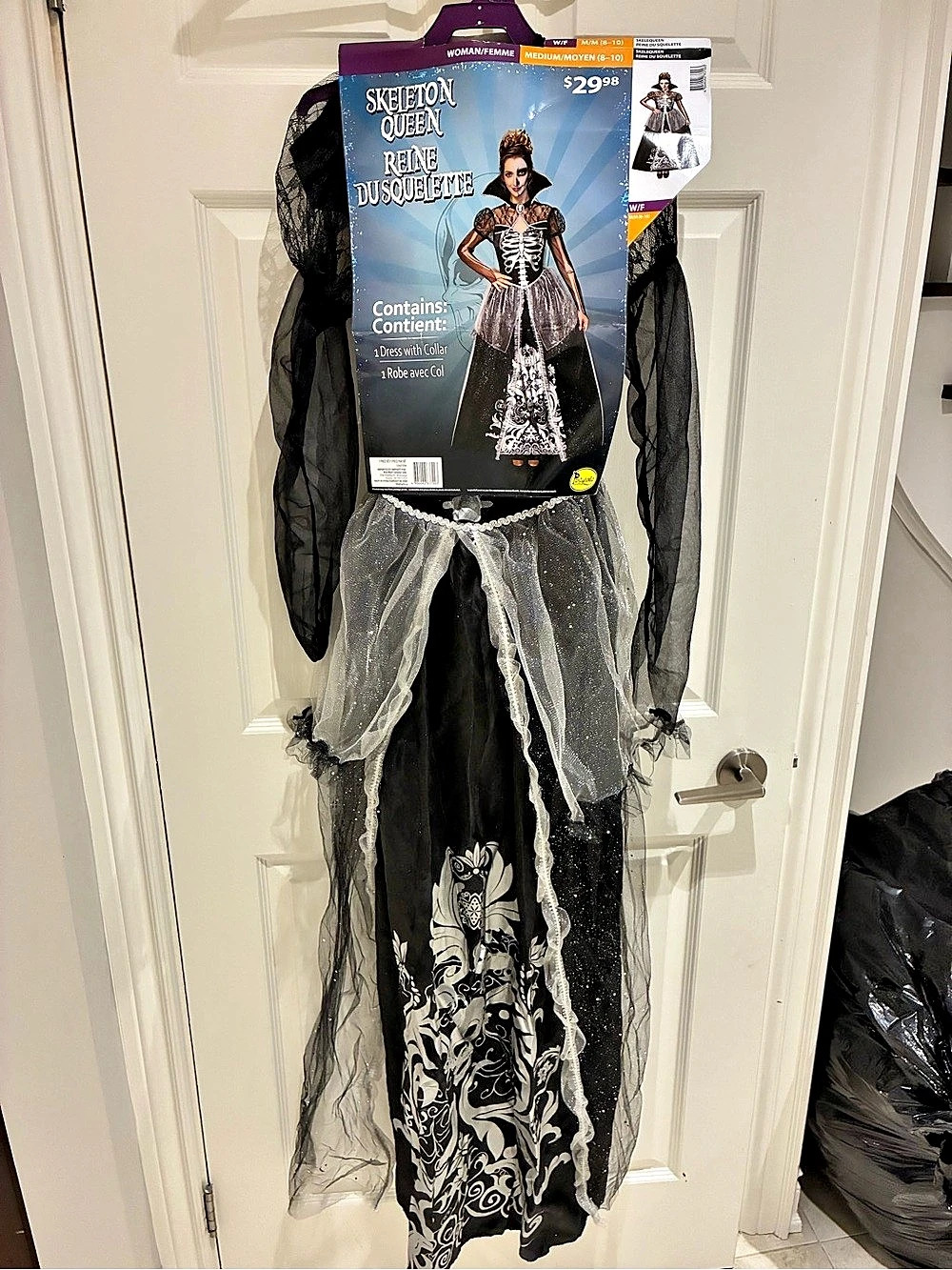 Rubie's Skeleton Queen Halloween Costume Black Silver Size Large NWT